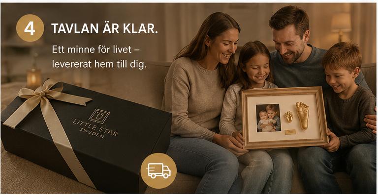 Little Stars Sweden – Babyavtryck i ram Steg 4 – tavlan är klar och levereras hem till dig